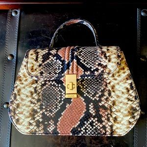 Brahmin multi colored snakeskin leather handbag